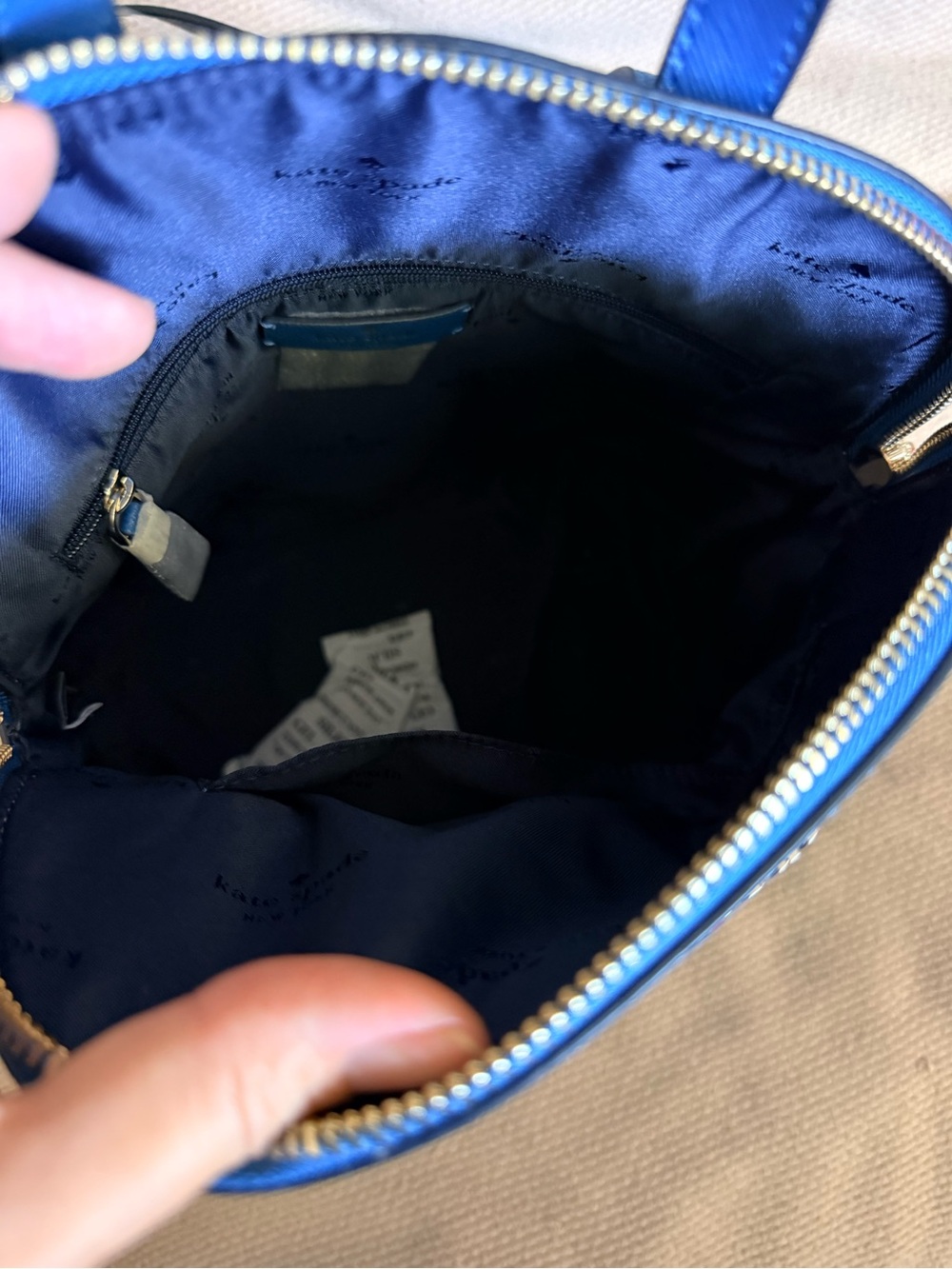 NWT Kate Spade Staci Sapphire Blue Saffiano Leather Backpack Purse - Picture 7 of 7